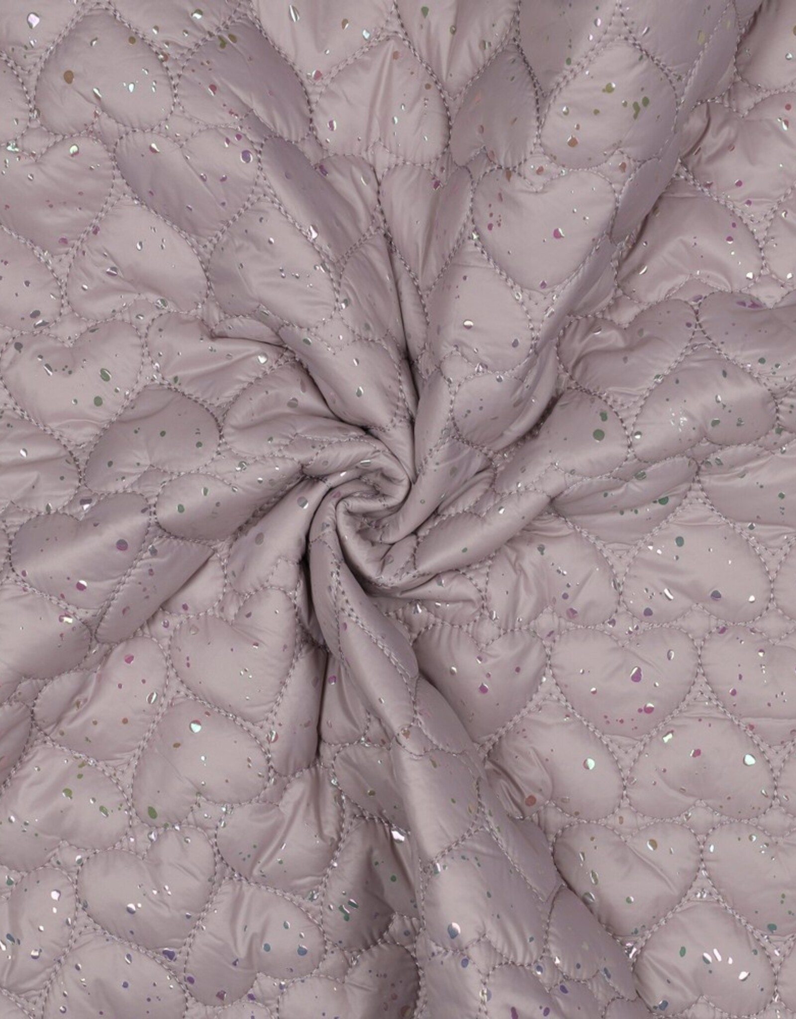 Gewatteerde stepper dubbelzijdig hartjesmotief met foliedruk oudroze