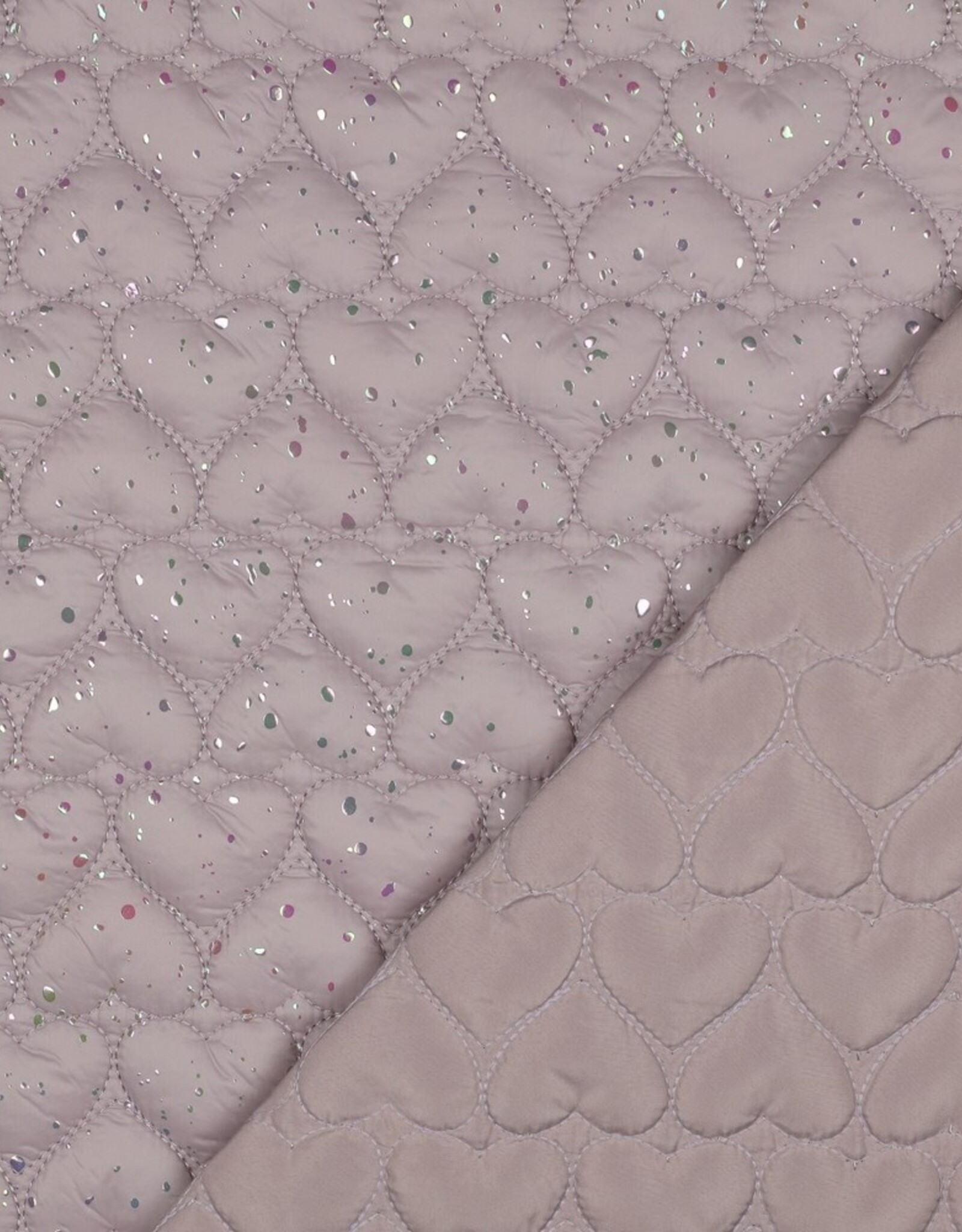 Gewatteerde stepper dubbelzijdig hartjesmotief met foliedruk oudroze