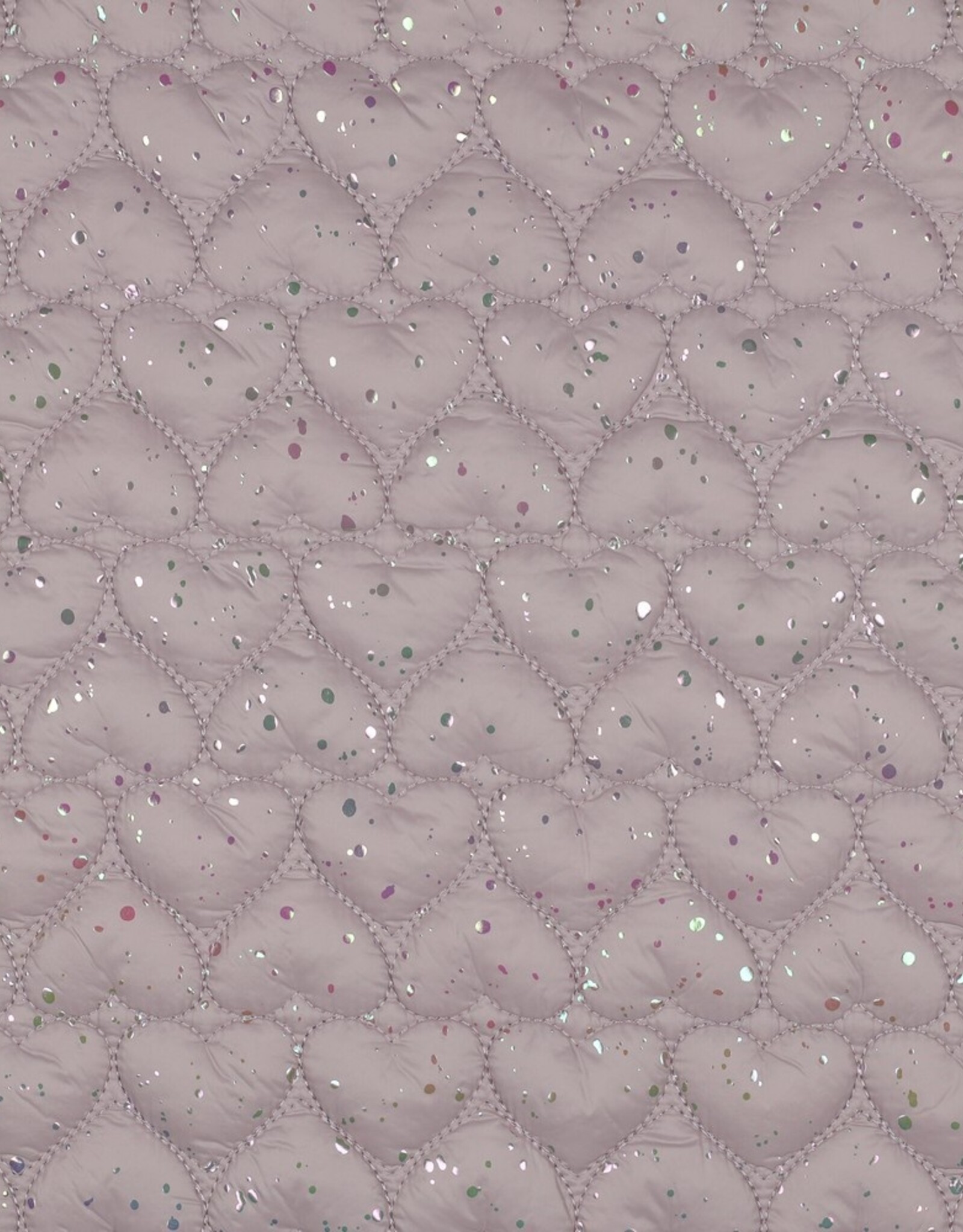 Gewatteerde stepper dubbelzijdig hartjesmotief met foliedruk oudroze