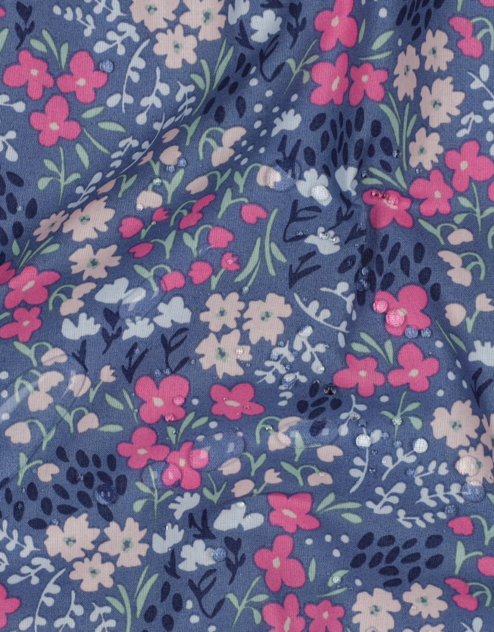 Gecoat katoen tafelzeil gebloemd jeanskleur