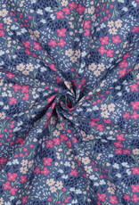 Gecoat katoen tafelzeil gebloemd jeanskleur