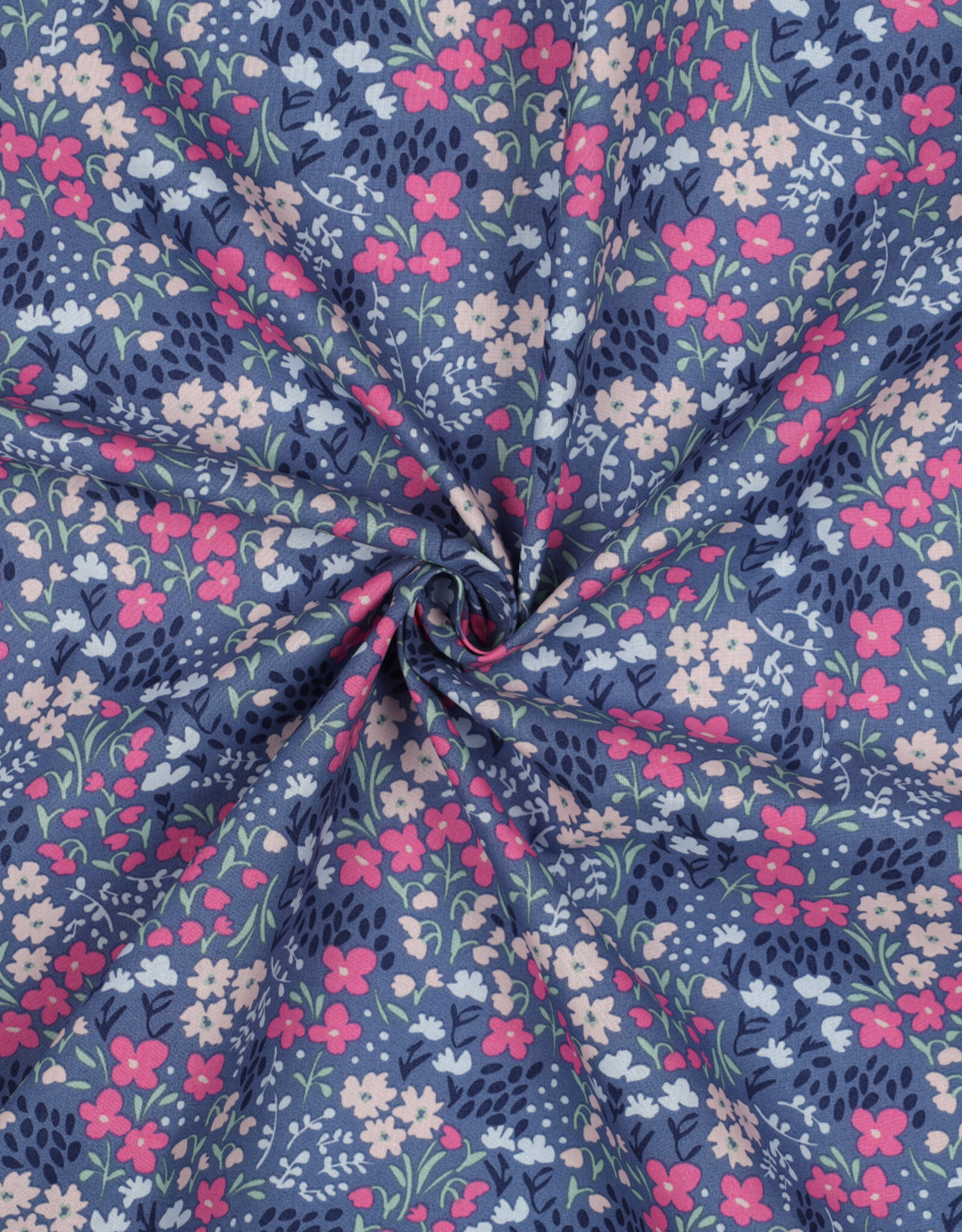 Gecoat katoen tafelzeil gebloemd jeanskleur