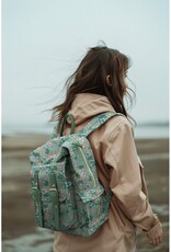 Gecoat katoen tafelzeil gebloemd jeanskleur