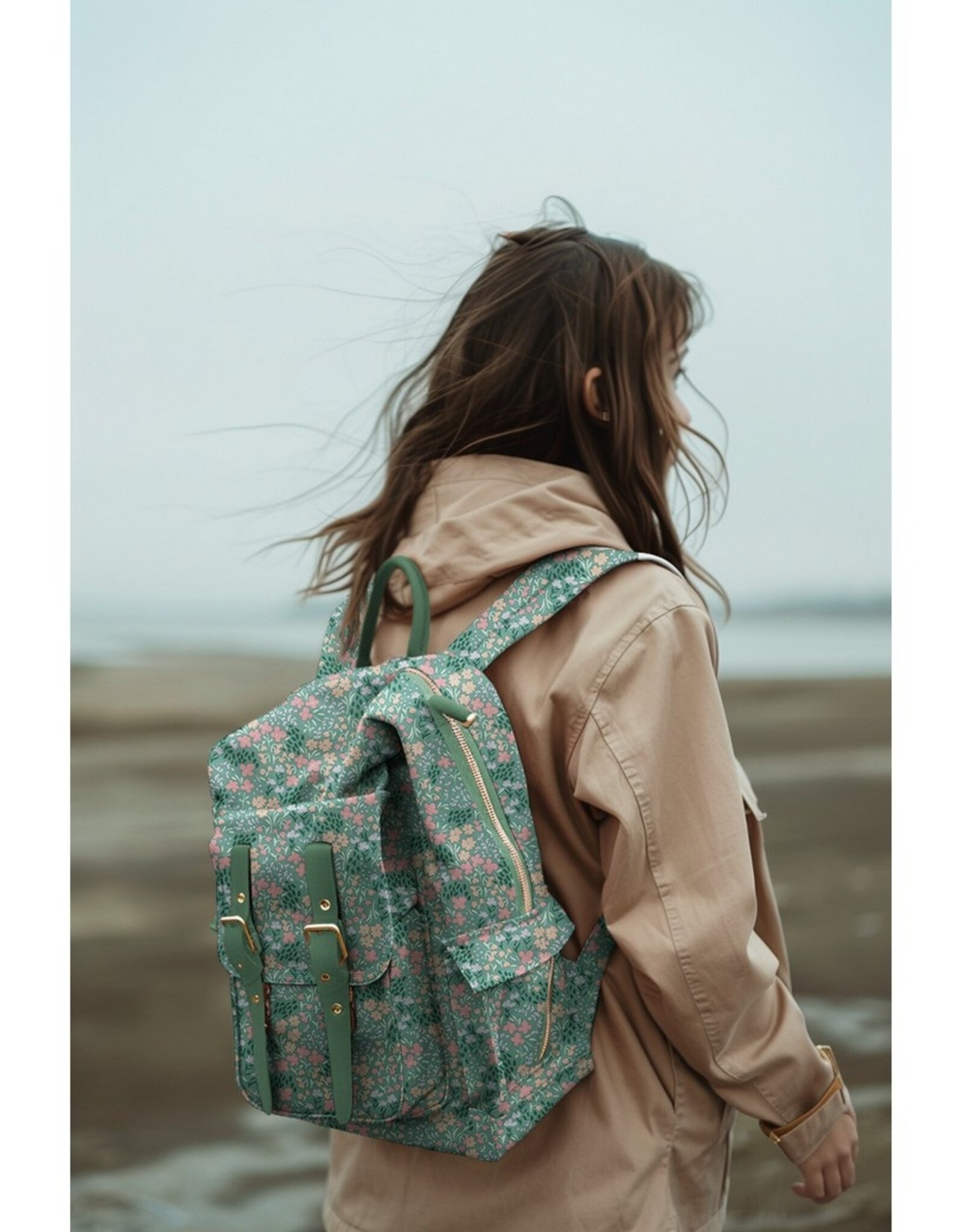 Gecoat katoen tafelzeil gebloemd jeanskleur