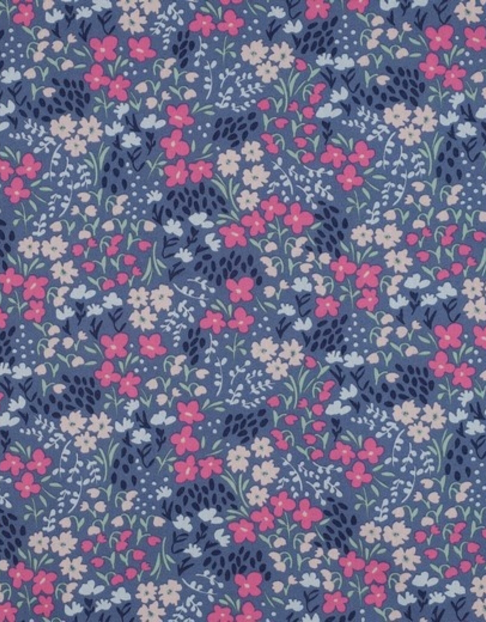 Gecoat katoen tafelzeil gebloemd jeanskleur