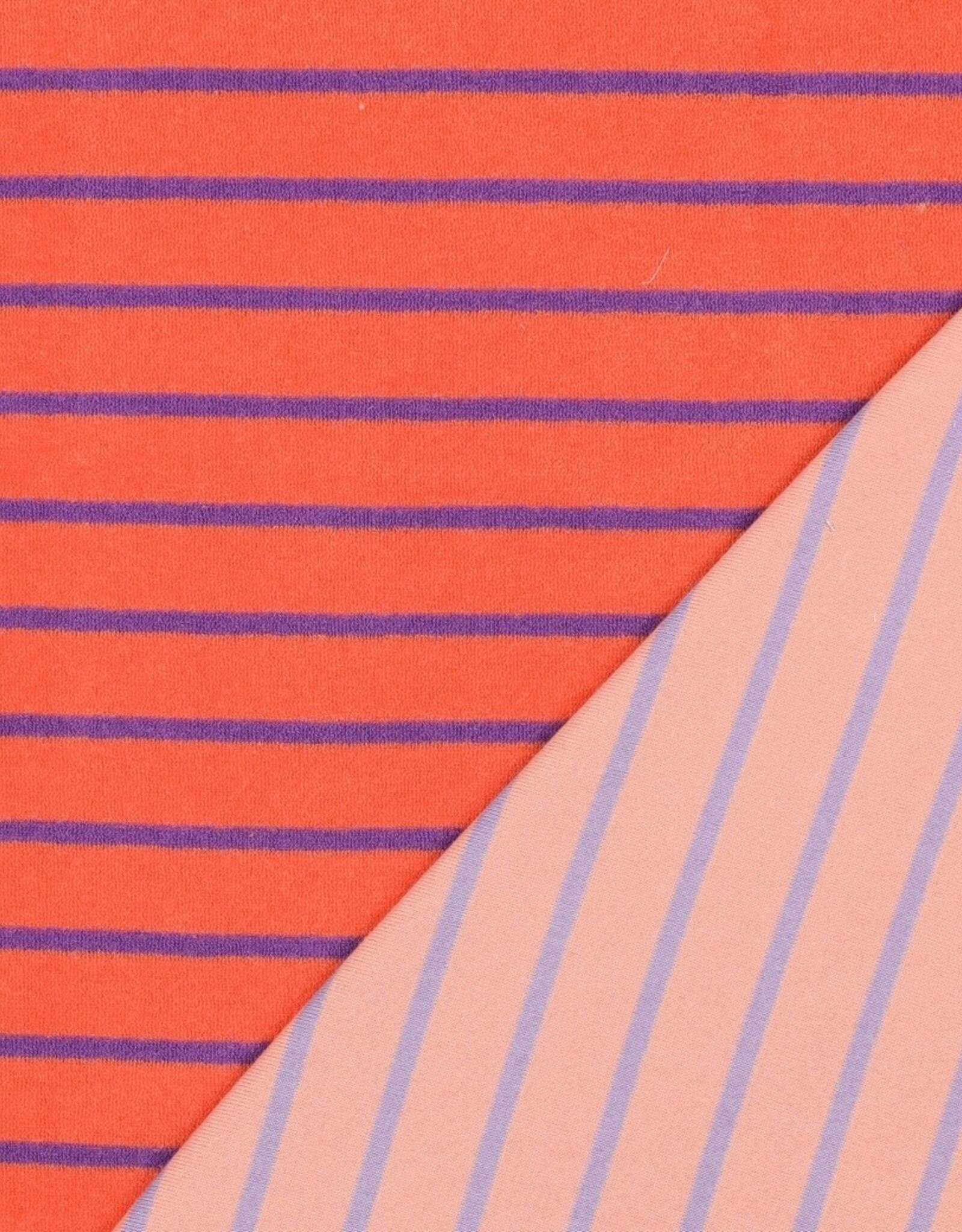 Spons gestreept oranje/paars