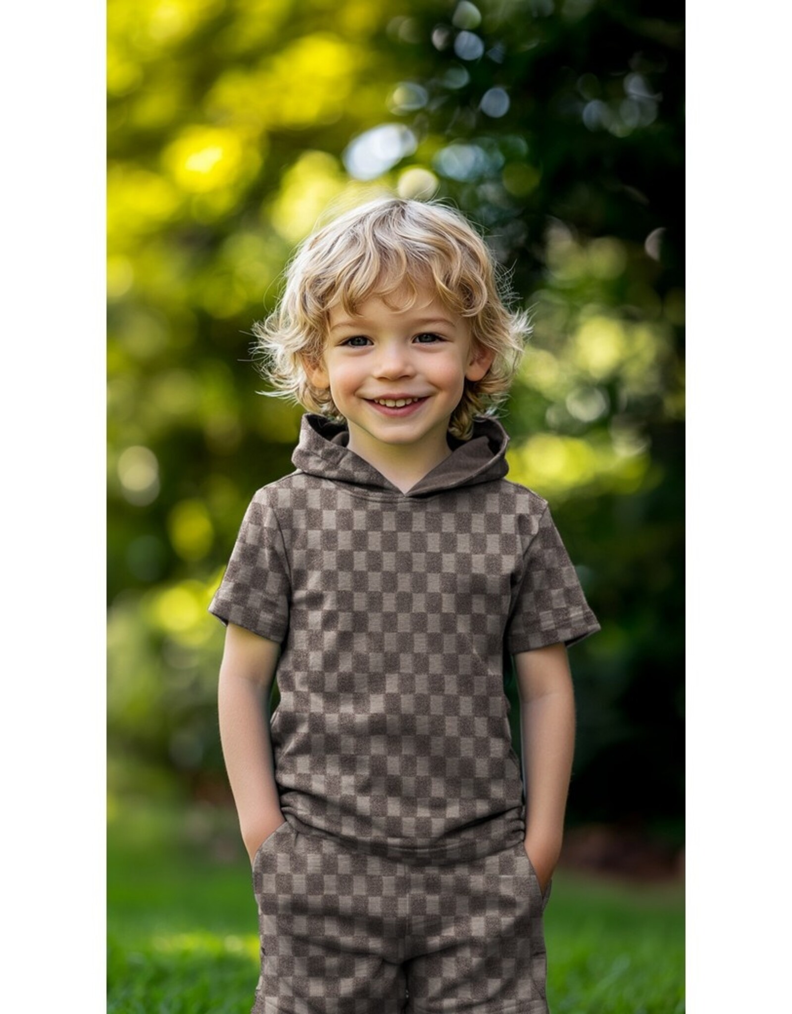 Spons patroon blokken denim blauw