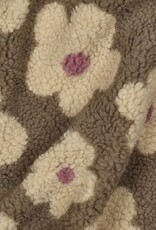 Teddy flowers licht kaki met beige/lila bloem