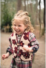 Teddy flowers licht kaki met beige/lila bloem