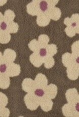 Teddy flowers licht kaki met beige/lila bloem