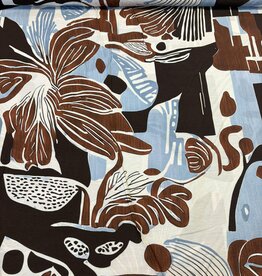 Viscose New Paris brown blue abstract - deadstock