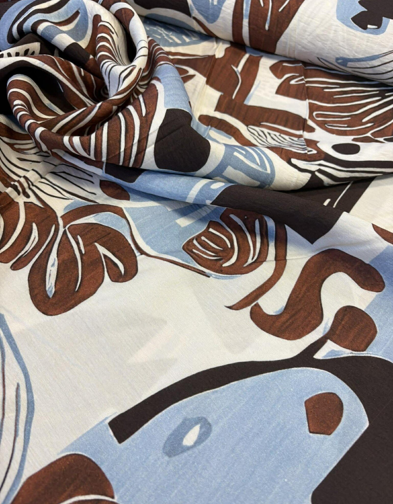 Viscose New Paris brown blue abstract - deadstock