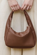 Imitatieleder Hamper gevlochten cognac op 70cm hoogte