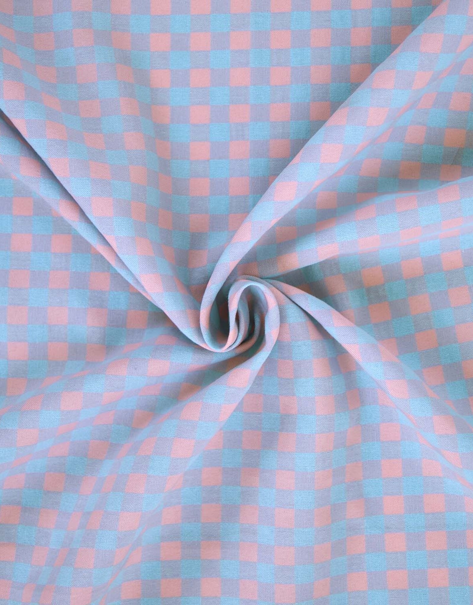 Seersucker Vichy Gingham blauw/rose