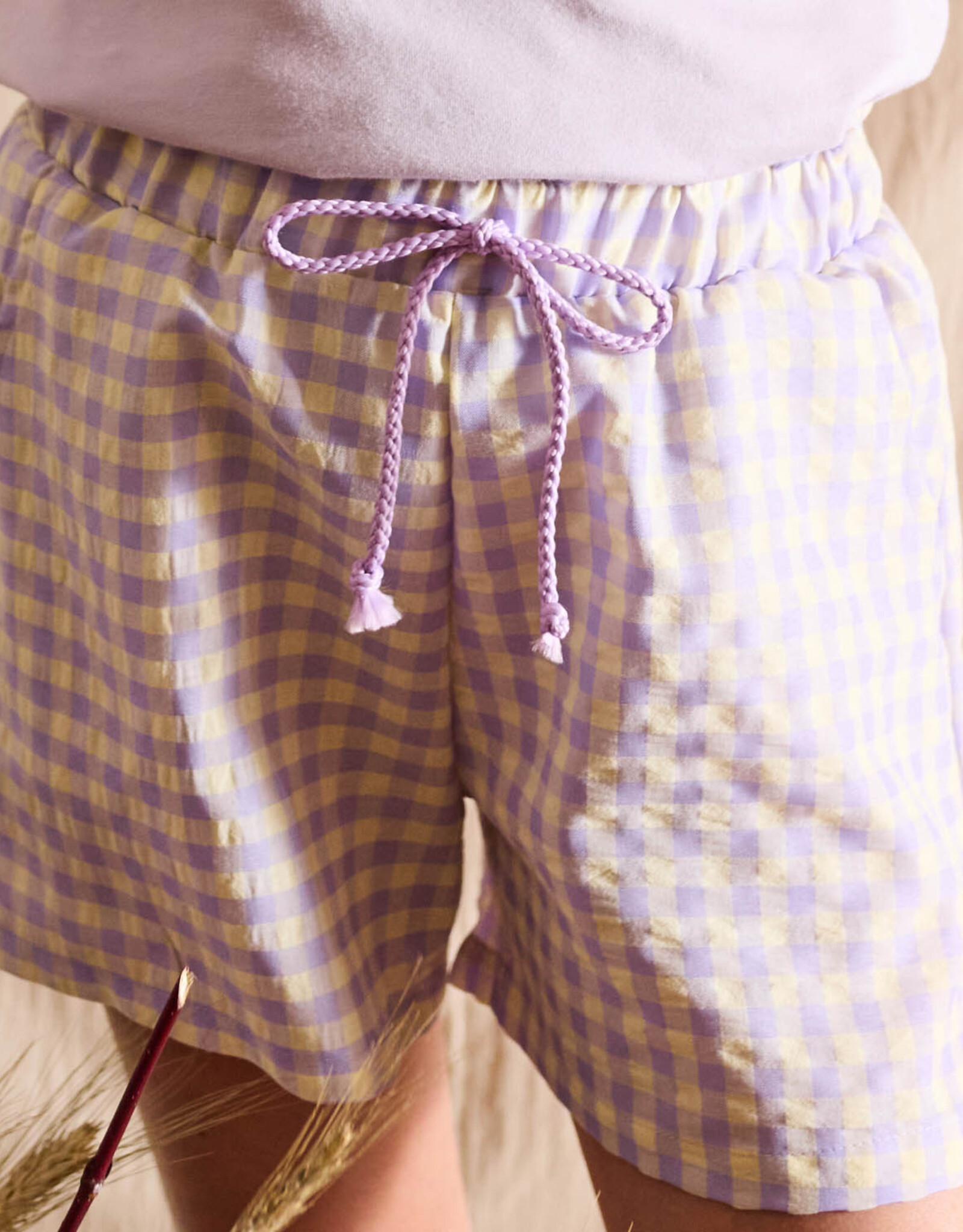 Seersucker Vichy Gingham lila/geel