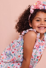 Katoen poplin vogeltjes en bloemetjes witte achtergrond