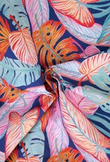 Swim short stof bladerprint navy