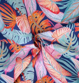 Swim short stof bladerprint navy