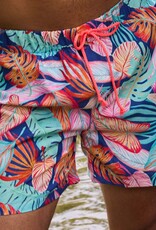 Swim short stof bladerprint navy