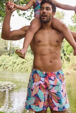 Swim short stof bladerprint navy