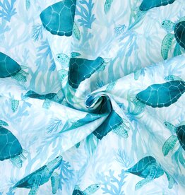 Swim short stof schildpad turtle turquoise