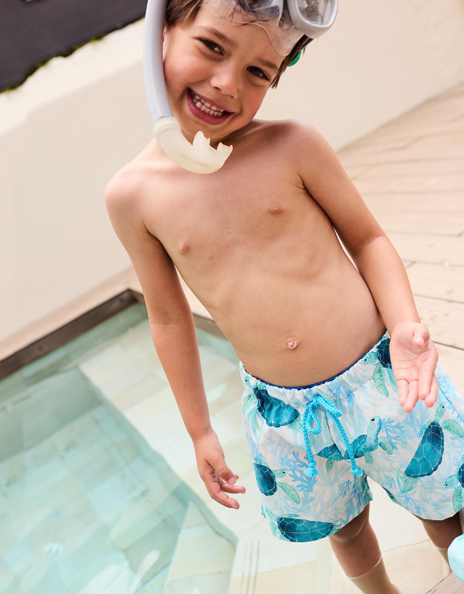 Swim short stof schildpad turtle turquoise