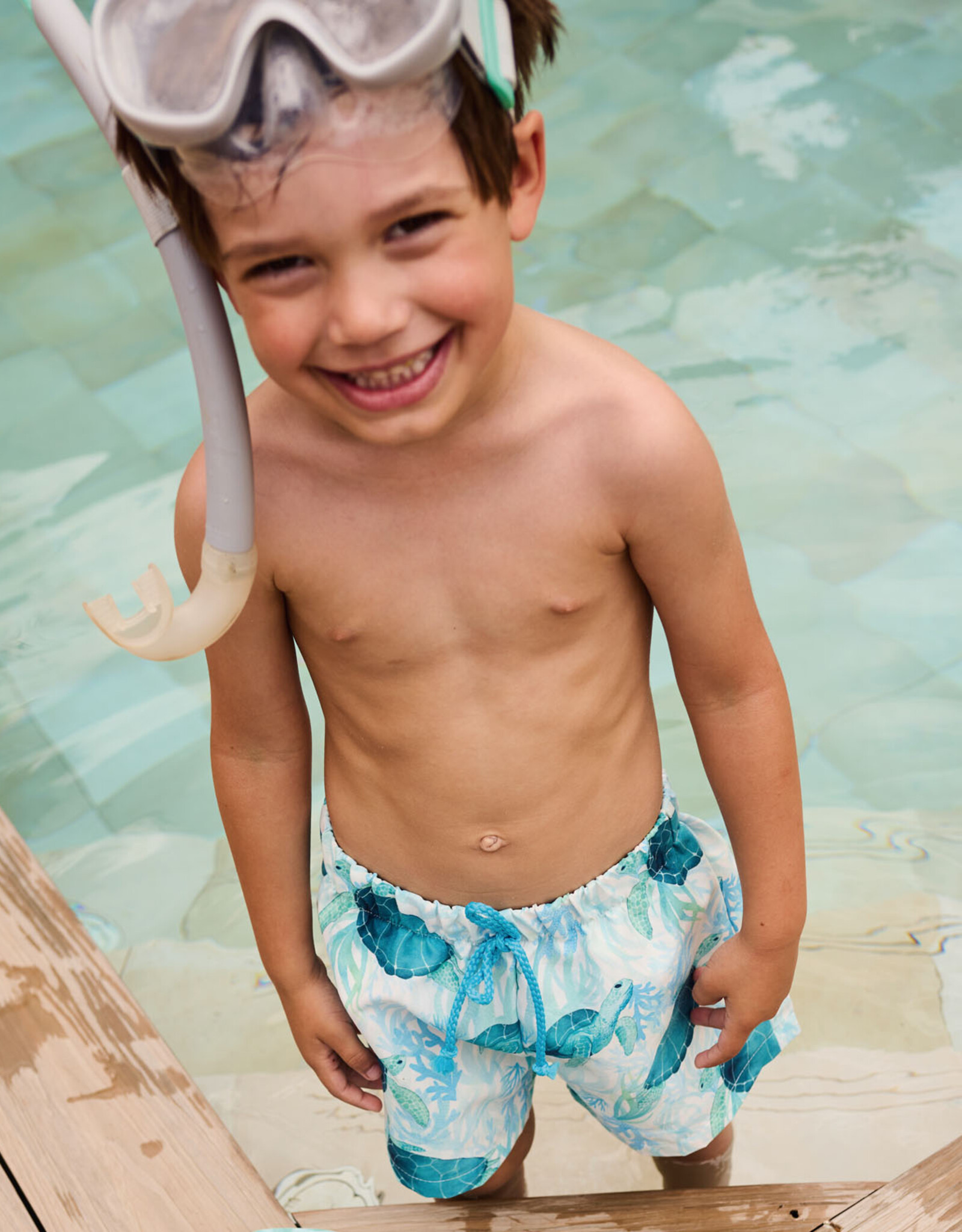 Swim short stof schildpad turtle turquoise