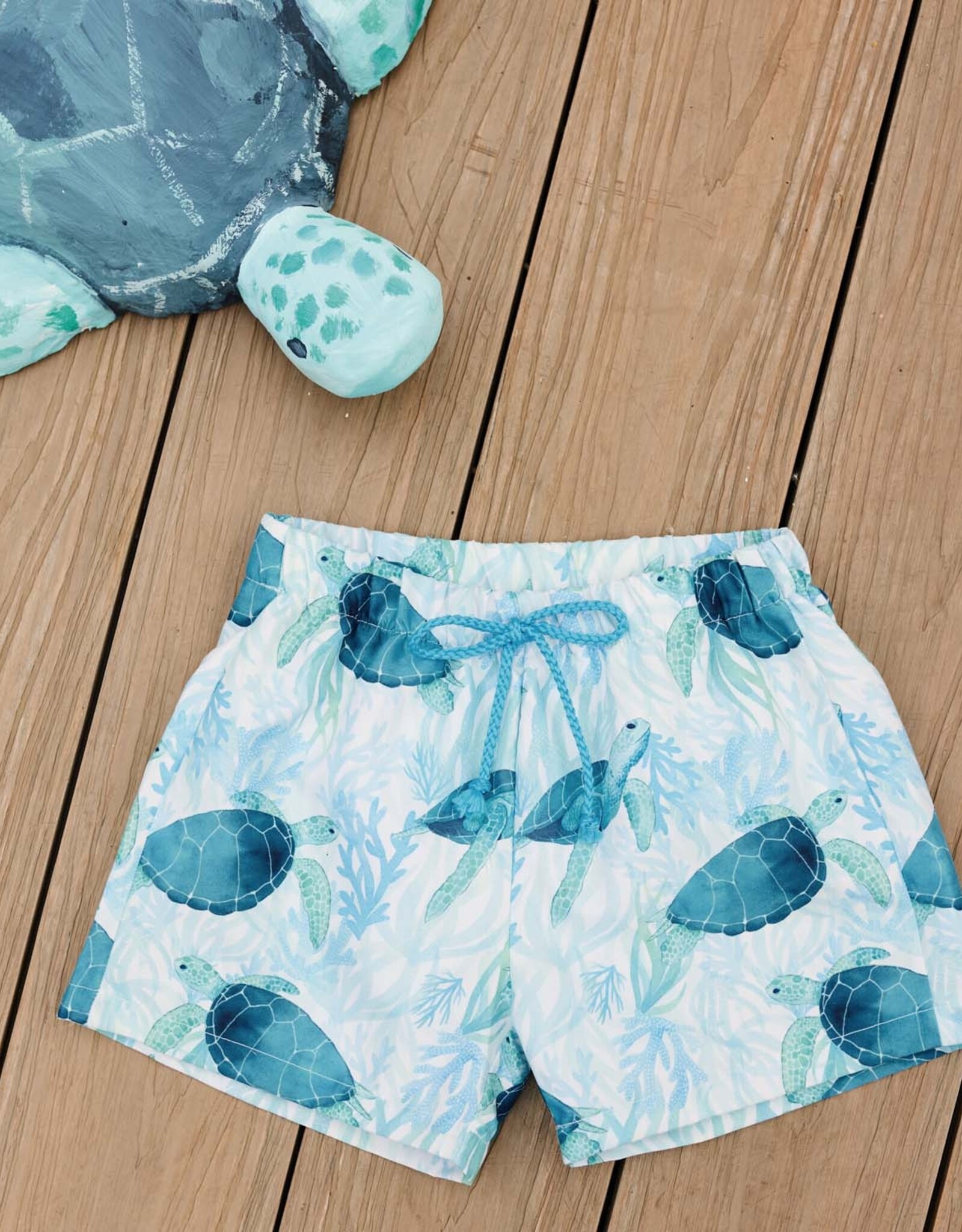 Swim short stof schildpad turtle turquoise