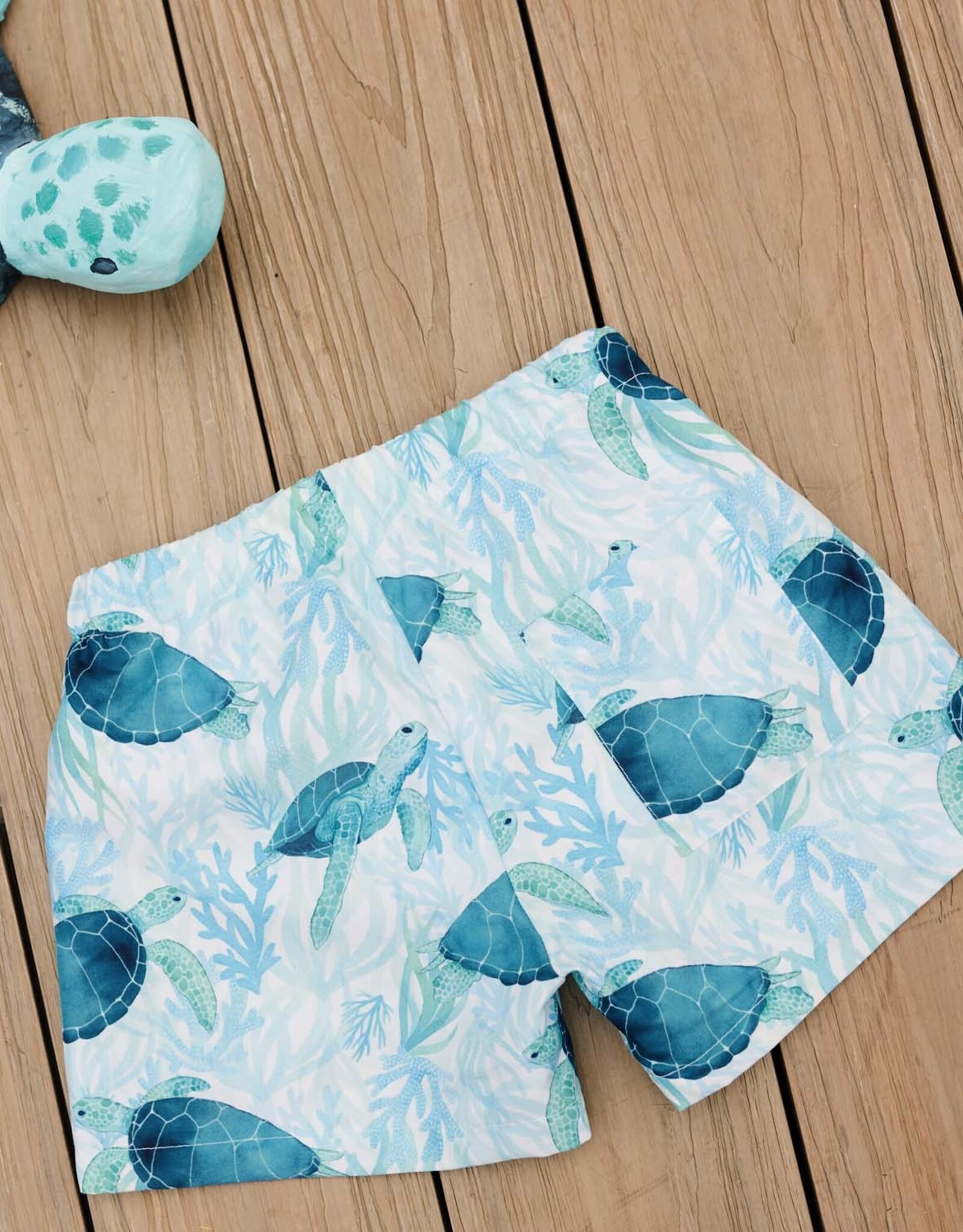 Swim short stof schildpad turtle turquoise