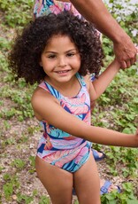 Lycra badpakkenstof bladerprint navy