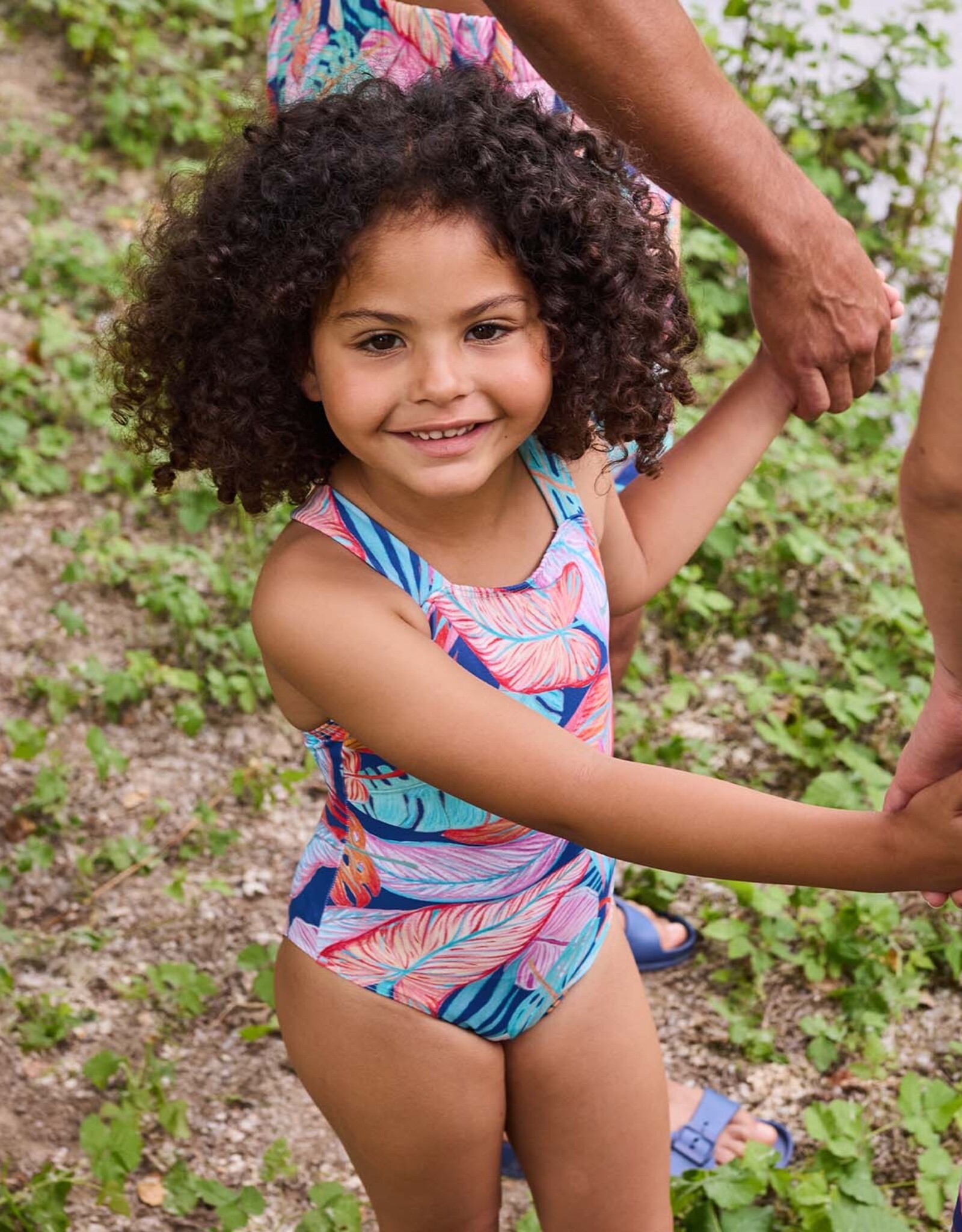 Lycra badpakkenstof bladerprint navy