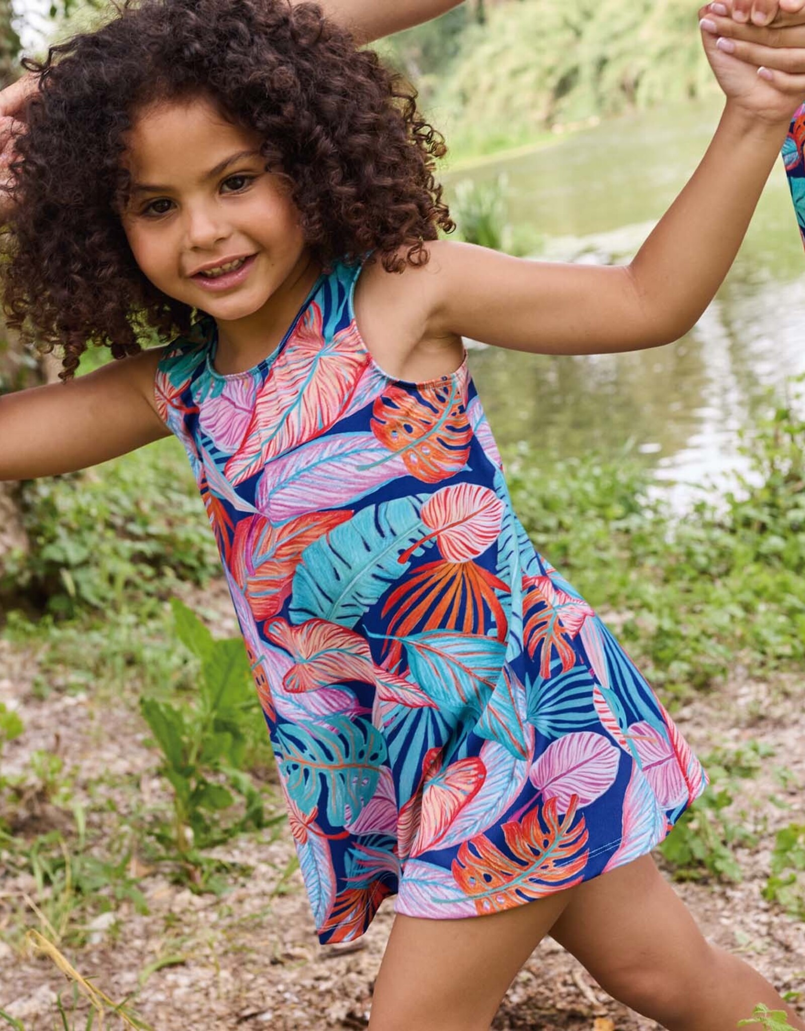 Lycra badpakkenstof bladerprint navy