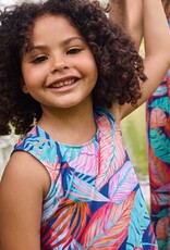 Lycra badpakkenstof bladerprint navy