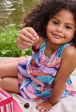 Lycra badpakkenstof bladerprint navy