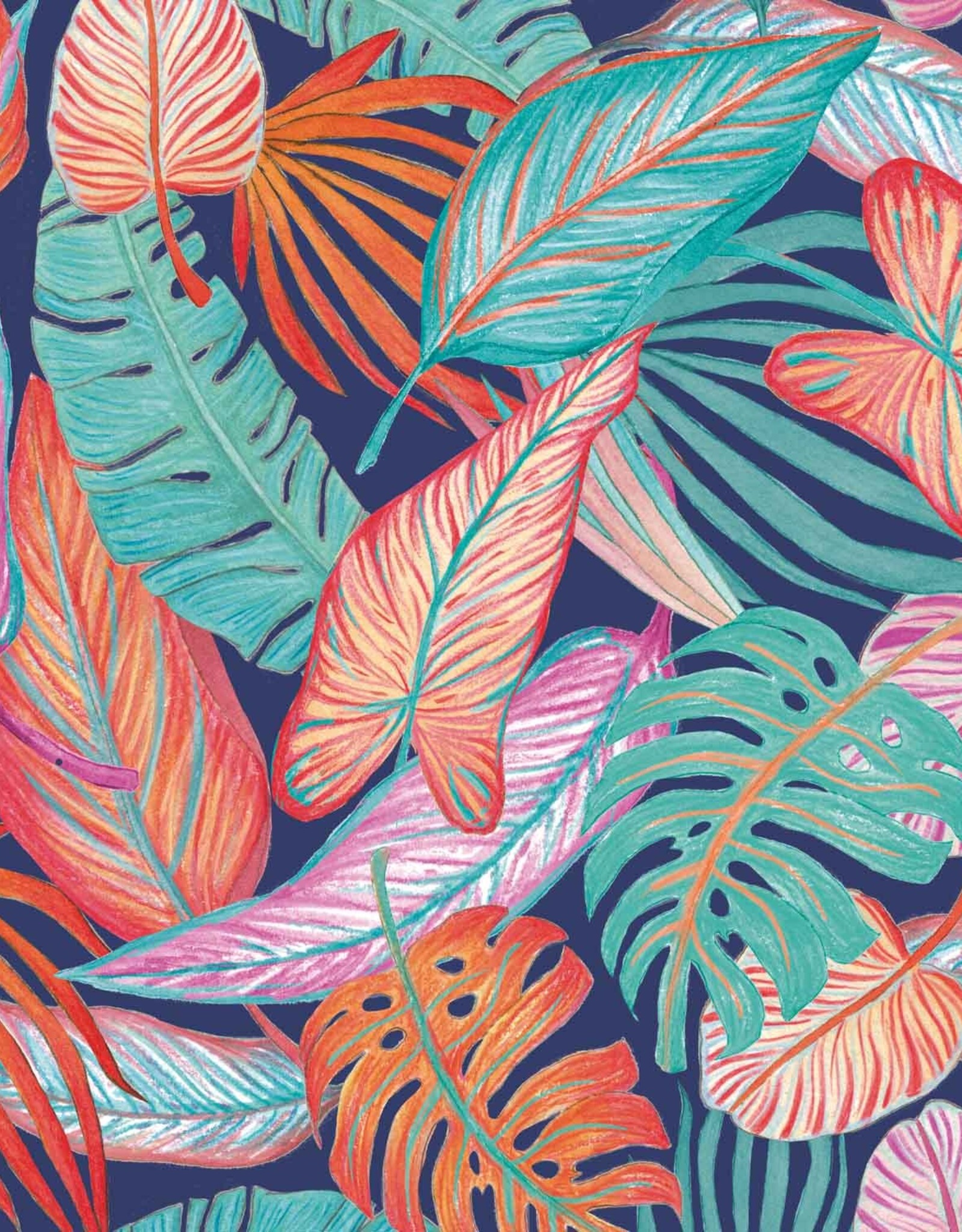 Lycra badpakkenstof bladerprint navy