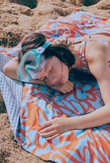 Lycra badpakkenstof retro oranje bloemen