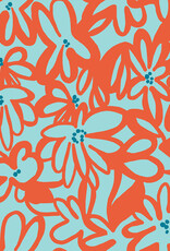 Lycra badpakkenstof retro oranje bloemen