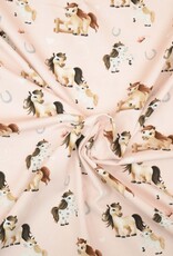 Katoenjersey Horse Love rose