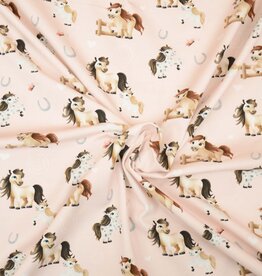 Katoenjersey Horse Love rose