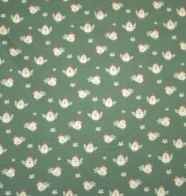 Katoenjersey Kleine Farm kippetjes groen