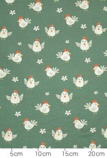 Katoenjersey Kleine Farm kippetjes groen