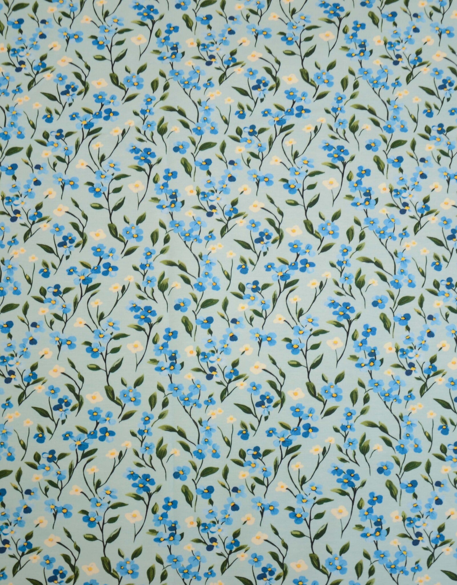 Katoenjersey gebloemd light blue