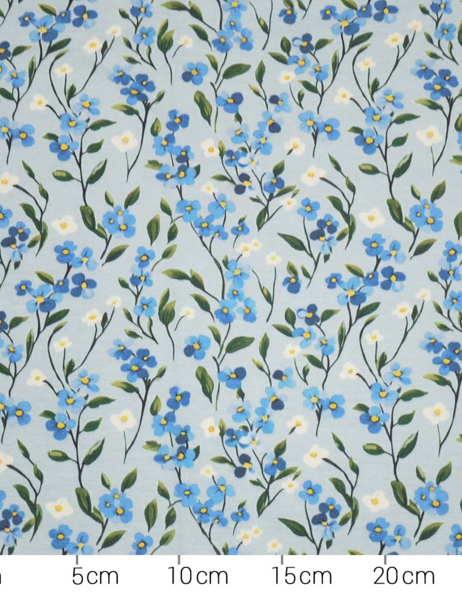 Katoenjersey gebloemd light blue