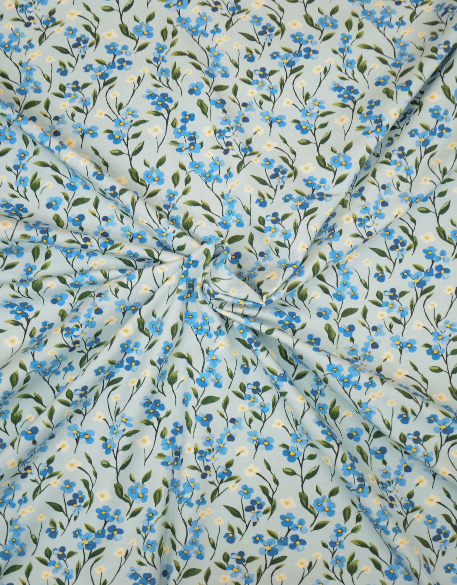 Katoenjersey gebloemd light blue