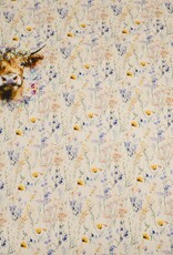 Paneel jersey Alma highlander cow flowers 110x150cm