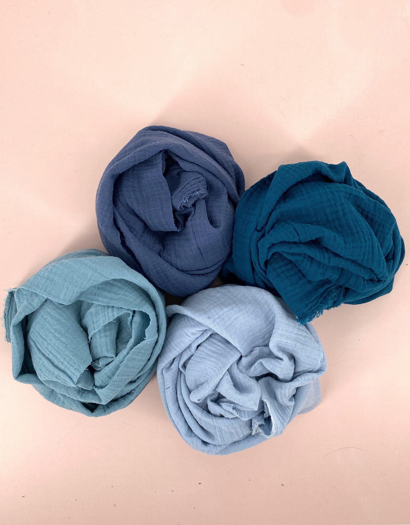 Double Gauze Uni jeansie blauw