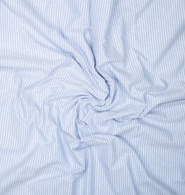 Oxford gestreept katoen lichtblauw/wit
