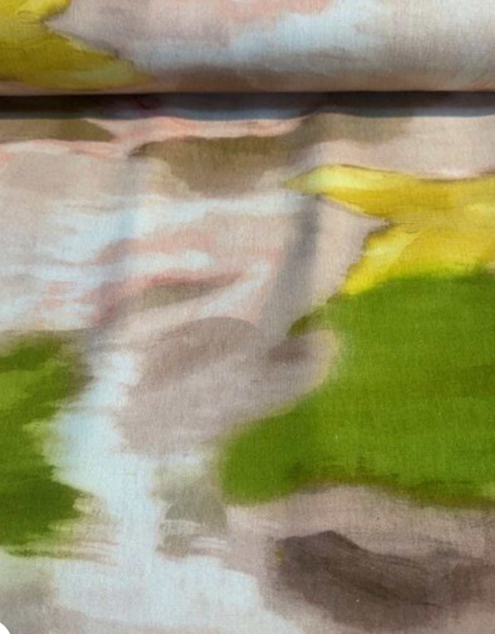 Viscose linnen gevlamde kleuren lime beige coraal - My Image