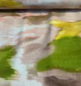 Viscose linnen gevlamde kleuren lime beige coraal - My Image