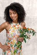 Viscose linnen kleurrijke tulpen naturel - My Image